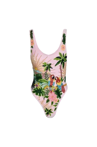 Maya Scoop Back Pink Tropical Swimsuit - Oceanus Swimwear - Modalova