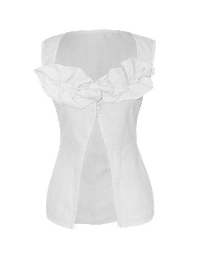 PRIMROSE White Ruffled Sleeveless Top - MAET - Modalova