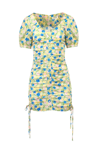Ruched Mini Dress in Meadow print - JAAF - Modalova