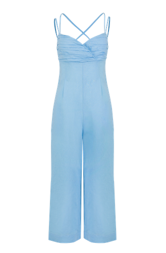 Linen-blend jumpsuit in Light Blue - JAAF - Modalova