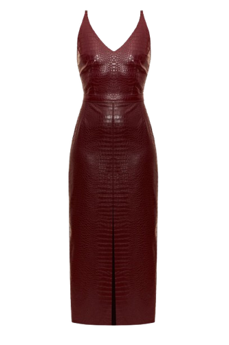 CALISTA bordeaux textured vegan leather cocktail dress - UNDRESS - Modalova