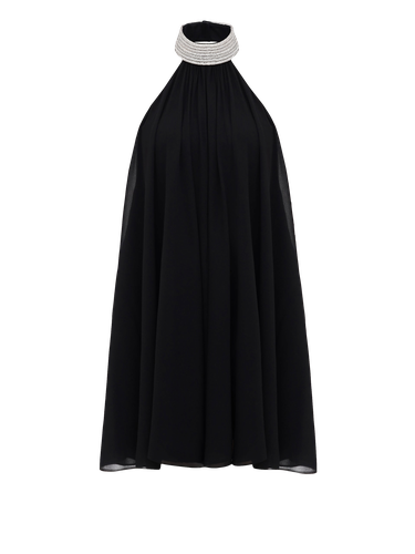 Silk Chiffon Mini Dress with a crystal embellished neck - NDS The Label - Modalova
