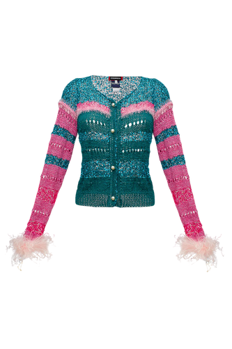 California Sundown Handmade Knit Sweater With Feathers - ANDREEVA - Modalova