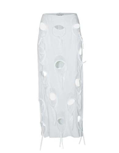 OLENA White Circle Cut-Out Midi Skirt - MAET - Modalova