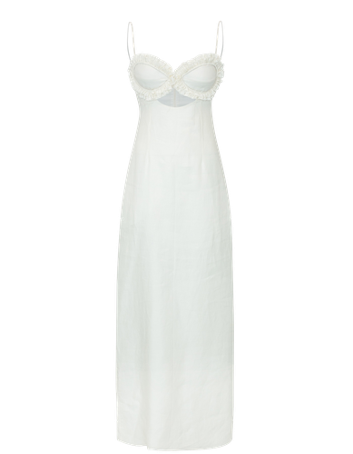 SARAH White Linen Dress With Ruffles - MAET - Modalova