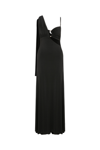 Grace Jersey Asymmetric Long Dress in Black - Nazli Ceren - Modalova