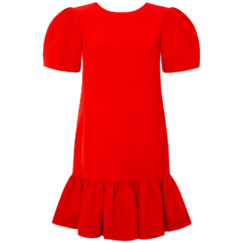 Pleated Shoulder Peplum Hem Cady Dress (Watermelon ) - Femponiq - Modalova
