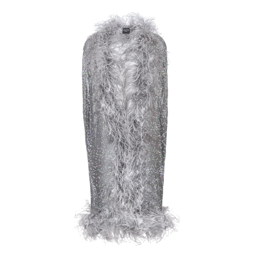 Silver Crystal Feathers Coat - Santa Brands - Modalova