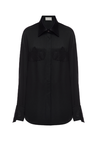 Macrame Shirt in Black - Malva Florea - Modalova