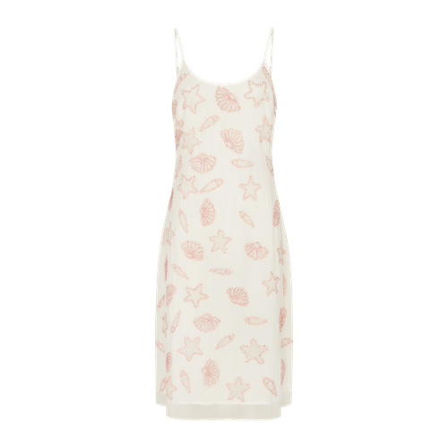 Alyssa Sequin Cut-Out Shell Artwork White Dress - Oceanus Swimwear - Modalova