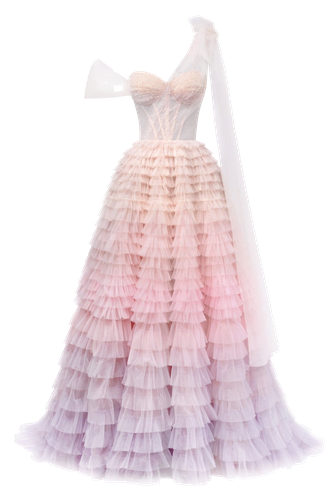 Charming ball gown with the frill-layered ombre maxi skirt - Milla - Modalova