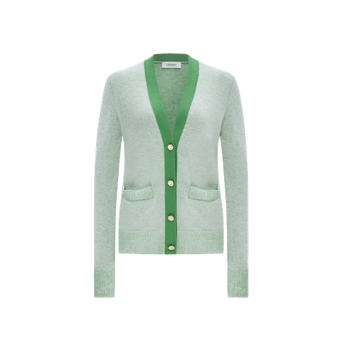 DOUBLE CASHMERE COLOR-BLOCKED V-NECK CARDIGAN - CRUSH Collection - Modalova