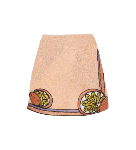 Melodie Co-ord Hand Embroidered Crystal Peach Skirt - Oceanus Swimwear - Modalova