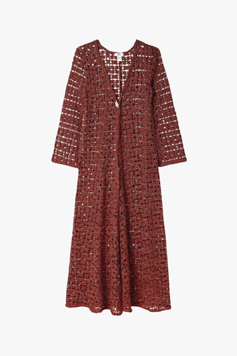 Nerea Kaftan With Shell In Terracotta - XS - Cover ups - Sara Cristina - Modalova