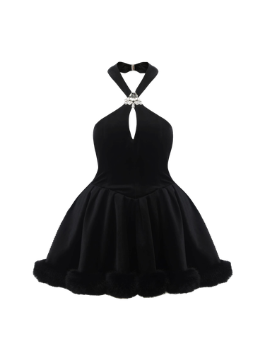 Juliet Velvet Halter Dress (Black) - Nana Jacqueline - Modalova