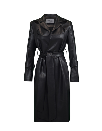 MIRE Black Vegan Leather Coat - MAET - Modalova