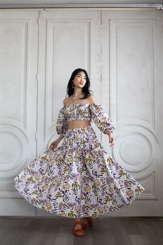 ISABELLA RUCHED SKIRT GOUACHE FLORAL | Women's Maxi skirts - Vasiliki - Modalova