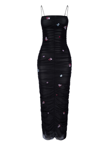 Embellished Ruched Mesh Midi Dress | Women's Midi dresses - NDS The Label - Modalova