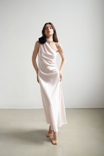 Portia Maxi Dress | Women’s One-Shoulder Silk Dress with Flower Detail & Tie Scarf | Elegant Evening Gown - Vasiliki - Modalova