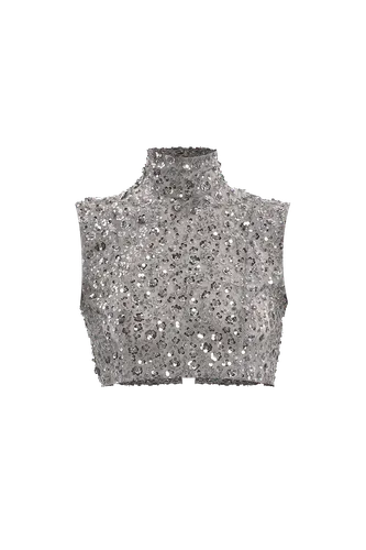 Gray sequin embroidered top | Women's Crop tops - Compte Spain - Modalova