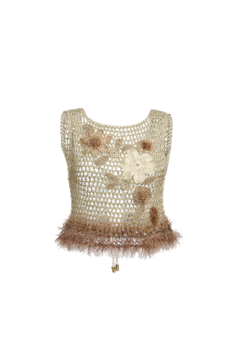 Handmade Crochet Top With Embroidery | Women's Crop tops - ANDREEVA - Modalova