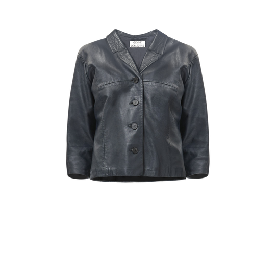 Leather Jacket Short - Navy - S - Leather jackets - Gemme Collective - Modalova