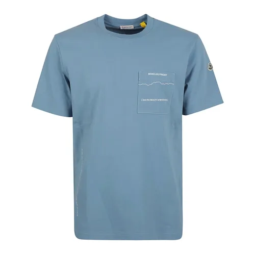 Moncler - Tops > T-Shirts - Blue - Moncler - Modalova