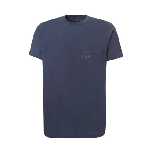 Fay - Tops > T-Shirts - Blue - Fay - Modalova