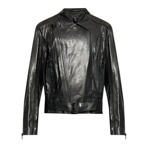 Jackets > Leather Jackets - - Balmain - Modalova