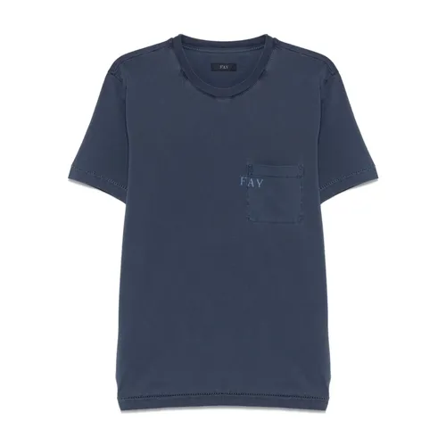 Fay - Tops > T-Shirts - Blue - Fay - Modalova