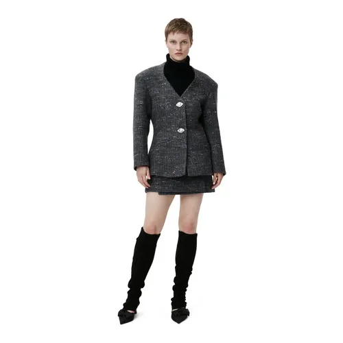 Ganni - Jackets > Blazers - Gray - Ganni - Modalova