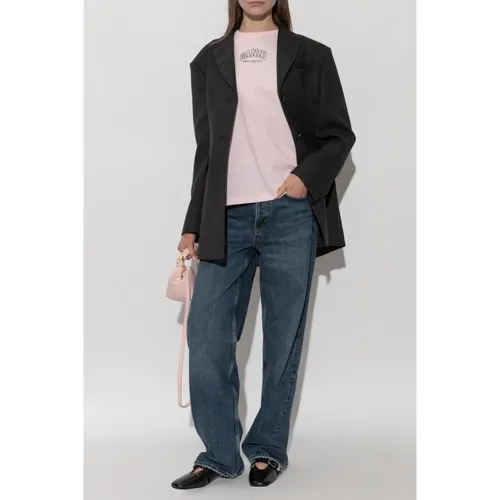 Ganni - Jackets > Blazers - Gray - Ganni - Modalova