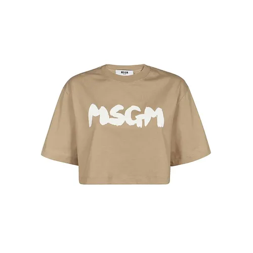 Msgm - Tops > T-Shirts - Beige - Msgm - Modalova