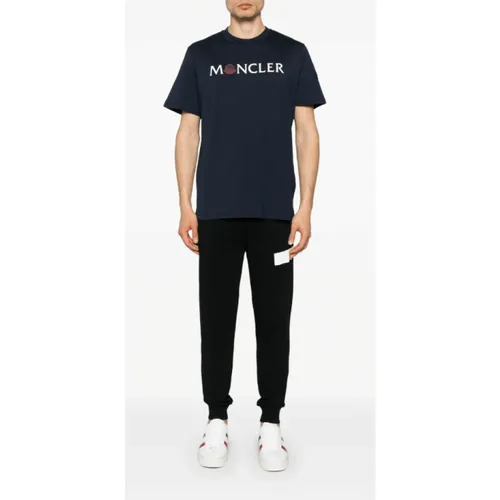 Moncler - Tops > T-Shirts - Blue - Moncler - Modalova