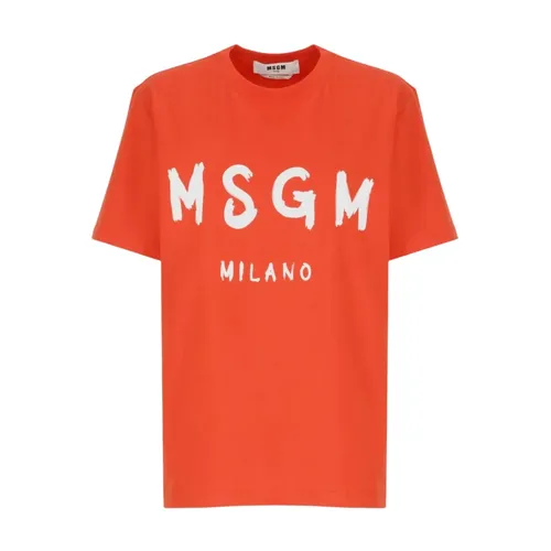 Msgm - Tops > T-Shirts - Orange - Msgm - Modalova