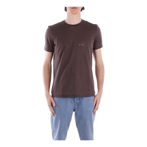 Fay - Tops > T-Shirts - Brown - Fay - Modalova