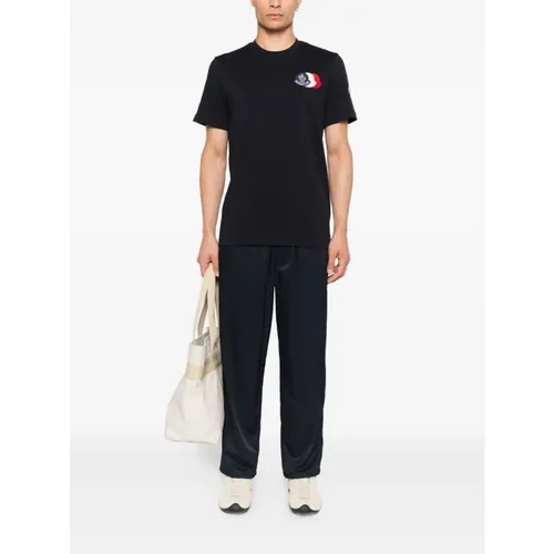 Moncler - Tops > T-Shirts - Blue - Moncler - Modalova