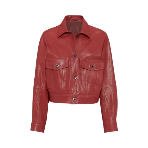 Jackets > Leather Jackets - - Brunello Cucinelli - Modalova
