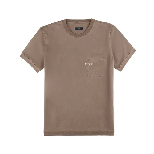 Fay - Tops > T-Shirts - Brown - Fay - Modalova