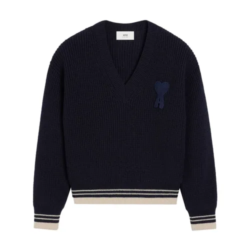 Knitwear > V-neck Knitwear - - Ami Paris - Modalova