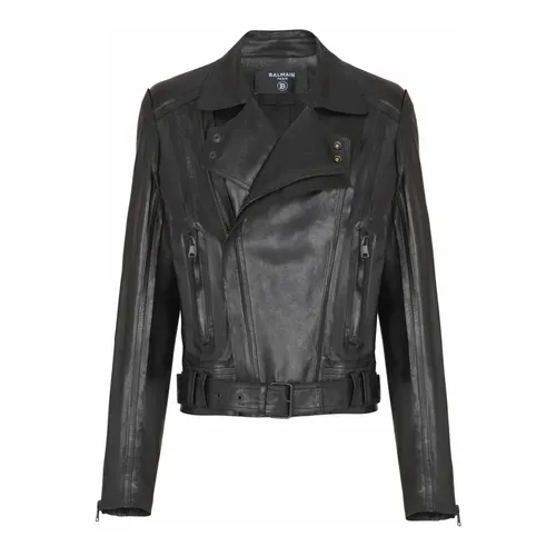 Jackets > Leather Jackets - - Balmain - Modalova