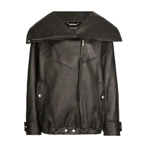 Jackets > Leather Jackets - - Dolce & Gabbana - Modalova