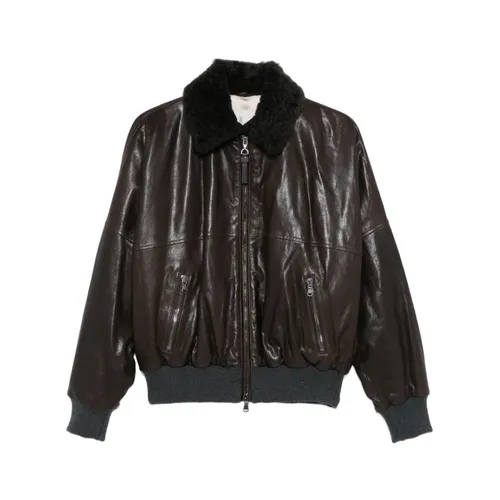 Jackets > Leather Jackets - - Brunello Cucinelli - Modalova