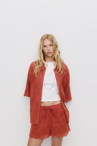 Short En Maille Avec Broderies - Pull&Bear - Modalova