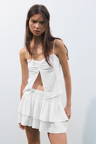 Minijupe À Volants En Lin - Pull&Bear - Modalova