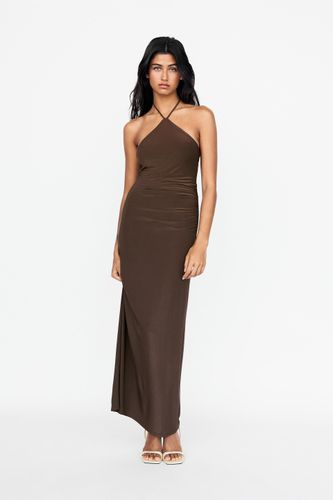 Robe Midi Encolure Américaine Drapée - Pull&Bear - Modalova