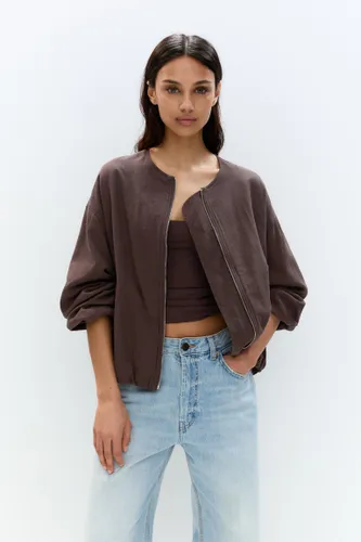 Veste Bomber En Lin - Pull&Bear - Modalova