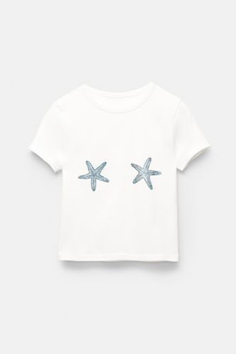 T-Shirt Étoiles En Strass - Pull&Bear - Modalova