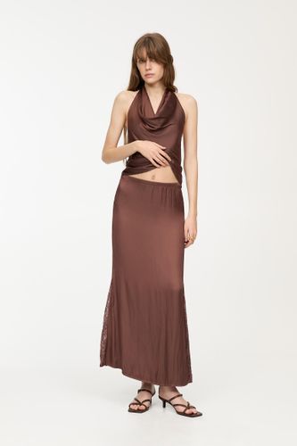 Jupe Midi Satinée Dentelle - Pull&Bear - Modalova