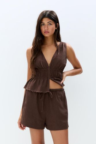 Short Rustique En Lin - Pull&Bear - Modalova